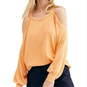 We The Free Peach Cold Shoulder Blouse
